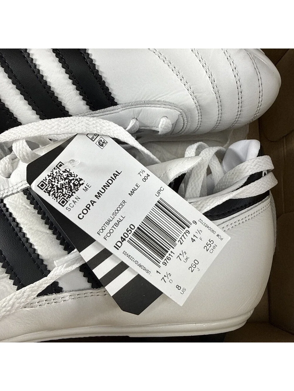 Adidas Copa Mundial FG White Black ID4050 Soccer Cleats Size 8